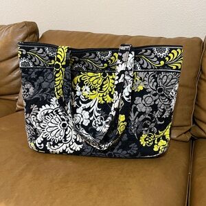 Vera Bradley Black/Green Floral Tote Bag